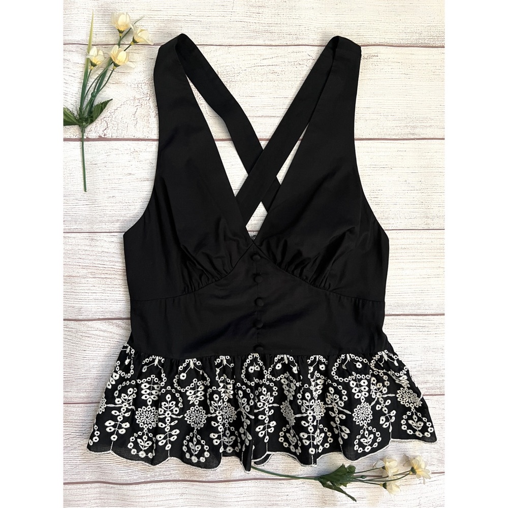 EXPRESS Eyelet Lace Babydoll Cross Back Top
